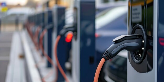 Stock Photo Of An Electric Vehicle Charging Station Ready For Use
