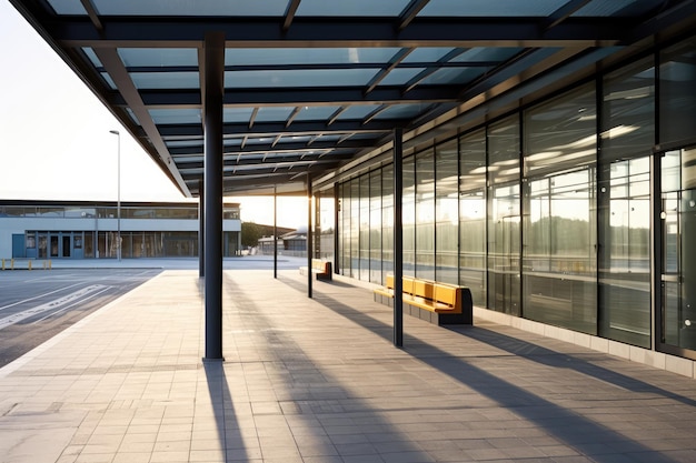 Stock photo of empty bus station photography generated ai