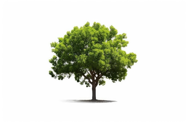 緑の木の白い孤立した背景の生成 AI のストックフォト