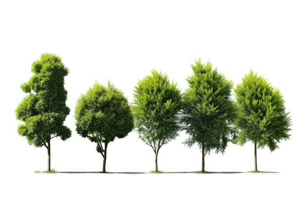 stock photo of Green trees white isolated background Generative AI