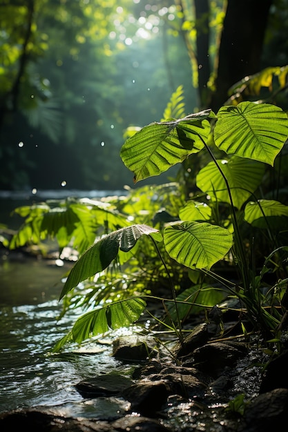 Foto una foto di stock di una foresta pluviale tropicale nascosta