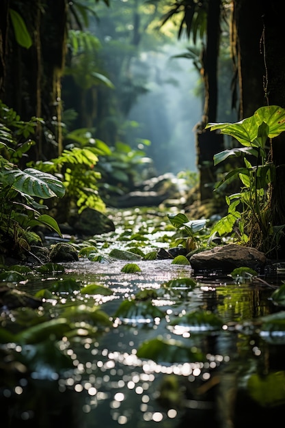 A stock photo of a hidden tropical rainforest