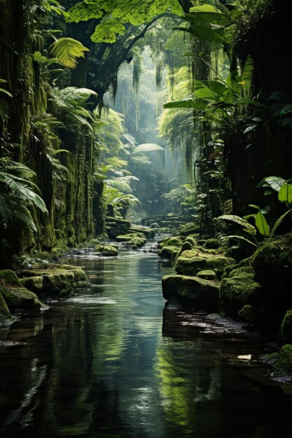 A stock photo of a hidden tropical rainforest