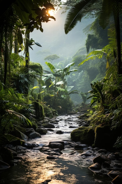 A stock photo of a hidden tropical rainforest