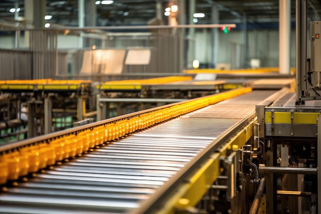 stock photo of inside factory conveyor belt production Generative AI