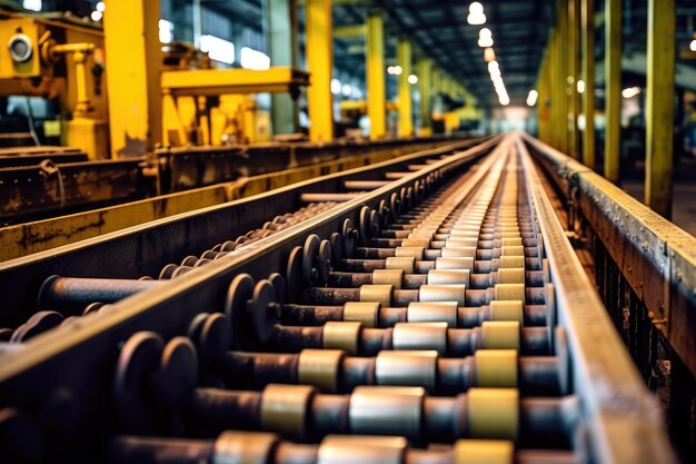 stock photo of inside factory conveyor belt production Generative AI