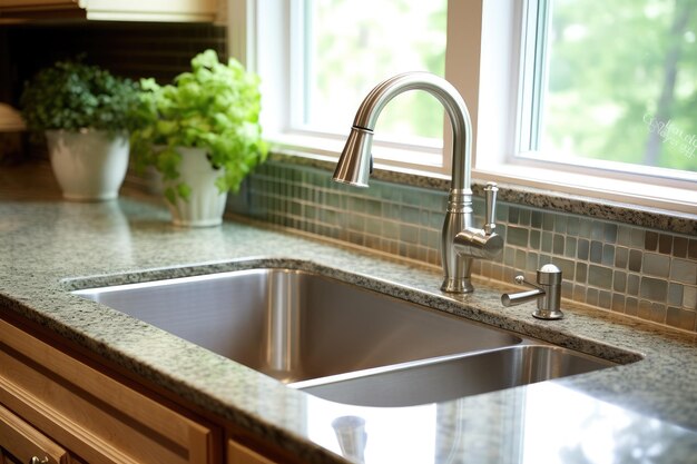 stock photo of inside home view sink Generative AI