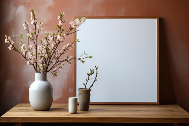 Stock photo of a kitchen with blank frame for a mockup