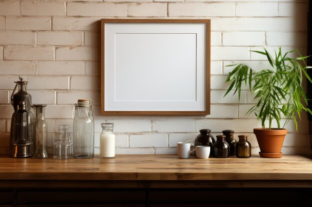 Stock Photo of a Kitchen with blank frame for a mockup