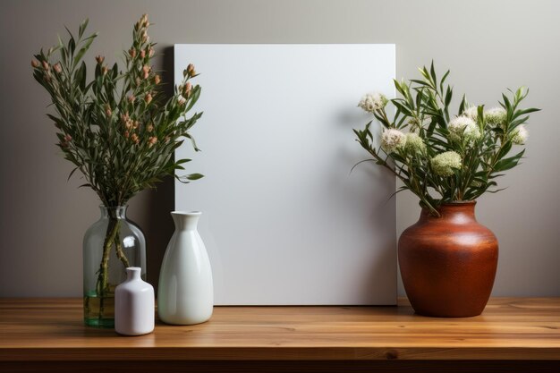 Stock photo of a kitchen with blank frame for a mockup