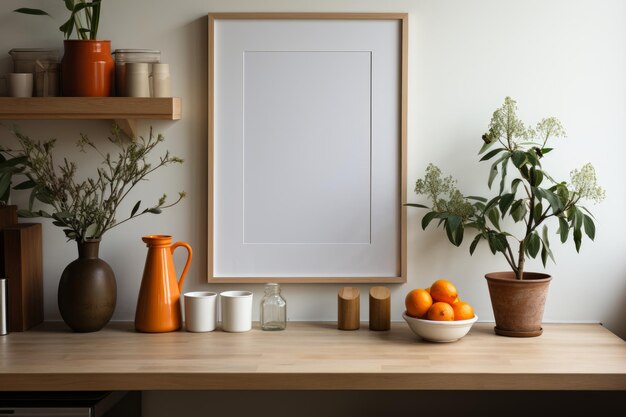 Stock Photo of a Kitchen with blank frame for a mockup