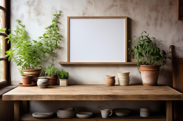 Stock Photo of a Kitchen with blank frame for a mockup