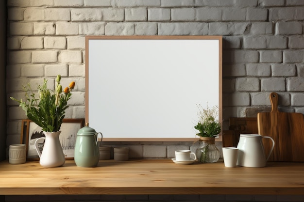 Stock Photo of a Kitchen with blank frame for a mockup