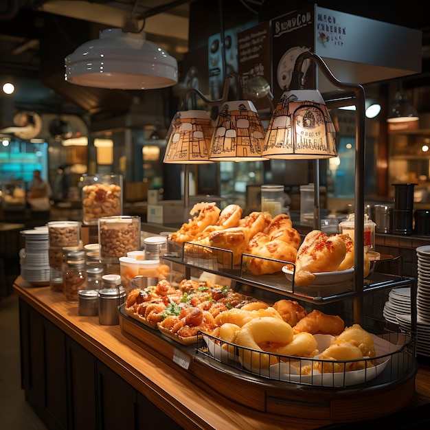 stock photo modern western food stall indoor western mall