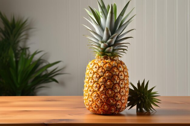 Photo stock photo of pineapple fruit in the kitchen table professional advertising food photography