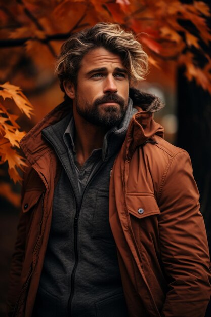 Stock photo of portrait of a man autumn mood