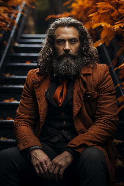 Photo stock photo of portrait of a man autumn mood