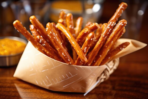 stock photo of pretzel sticks or pretzels in the kitchen table professional food photography