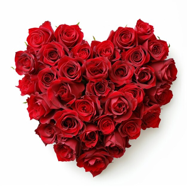 스 사진 빨간 심장 빨간 장미로 만들어진 고립된 색