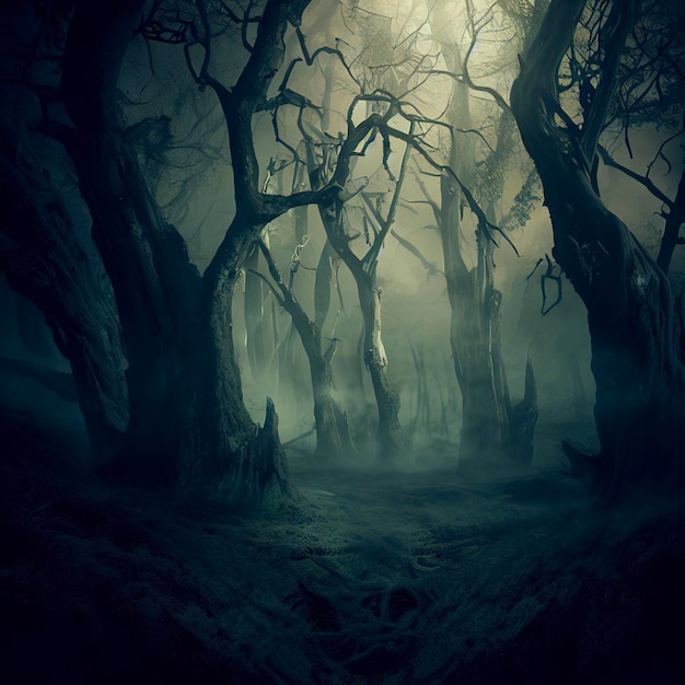 A stock photo of a scary mystical forest