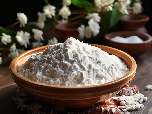 Stock photo of tapioca flour on the kitchen flat lay photography