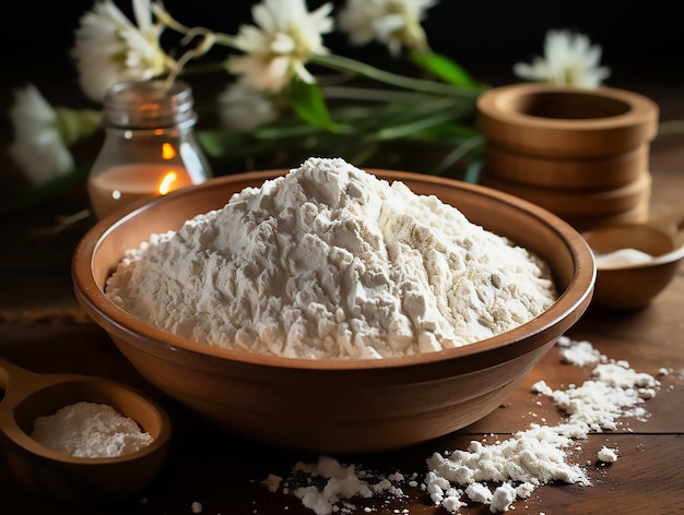 Stock photo of tapioca flour on the kitchen flat lay photography