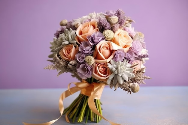 stock photo of wedding flower bouquet gift Generative AI