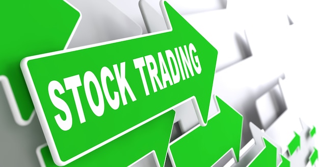 Photo stock trading concept. green arrows on a grey indicate the direction.