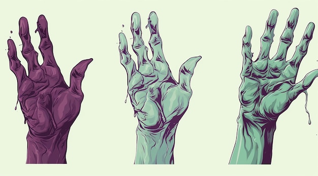 Photo stock vector zombie hand sets with blank paper stock ve