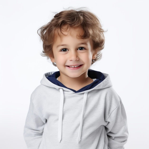 Stockbeeld van een kind in casual kleding op een witte achtergrond Generatieve AI