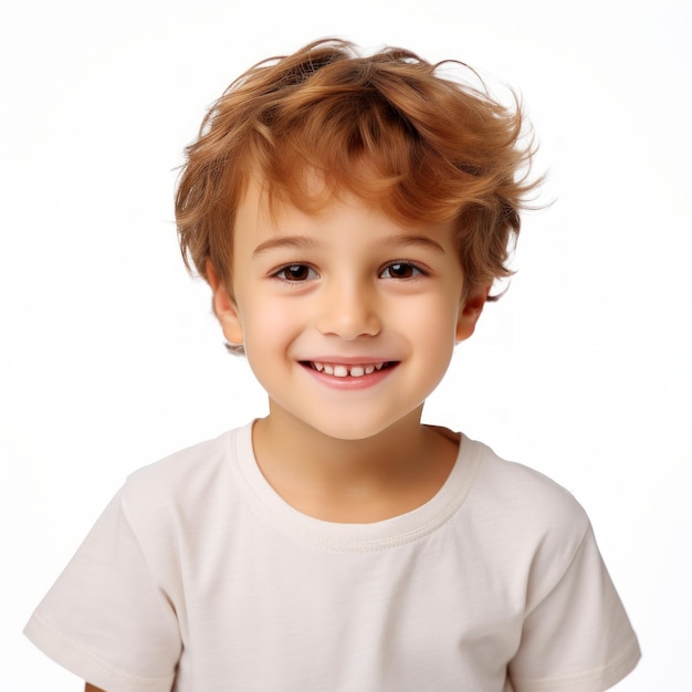 Stockbeeld van een kind in casual kleding op een witte achtergrond Generatieve AI