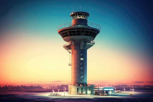 Stockfoto van Air Traffic Control Tower Stockfoto's fotografie gegenereerd door AI