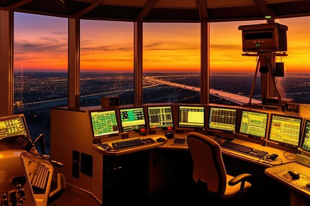 Stockfoto van Air Traffic Control Tower Stockfoto's fotografie gegenereerd door AI