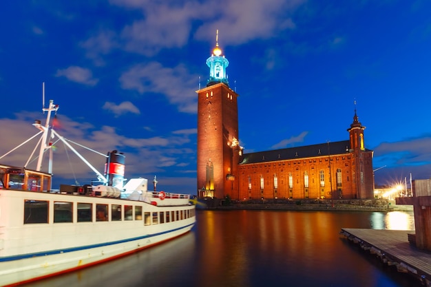 Stockholm city hall at night stockholm sweden