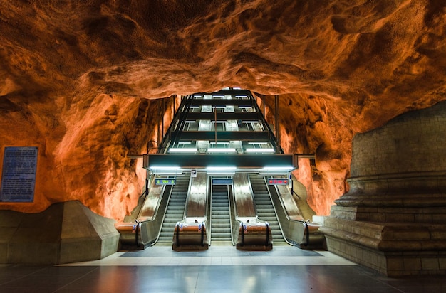 stockholm underground metro tunnelbana station in sweden