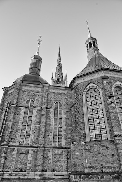 stockholm view in black and white old church detail