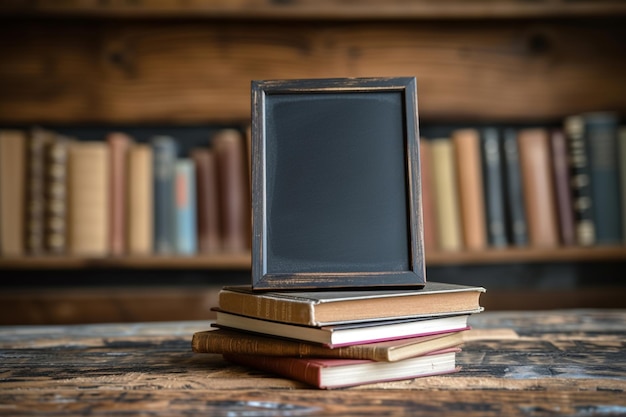 StockImage Back to school concept small chalkboard and a stack of books