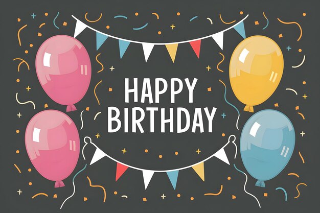 StockImage Birthday greeting card adorned with balloons flags and confetti vector