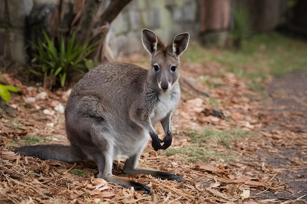 Дикий валлаби, захваченный в его естественной среде обитания, демонстрирует австралийскую дикую природу