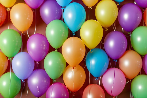 StockPhoto Цветные гелийные воздушные шары на заднем плане для праздничных украшений