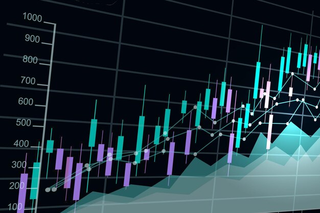 Stocks and growth, statistical chart showing fluctuations in financial flows and economic values, average annual picture of the financial system.