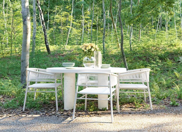 Stoelen en tafel om buiten te eten