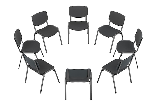 Foto stoelen in een cirkel met vergaderconcept 3d-rendering