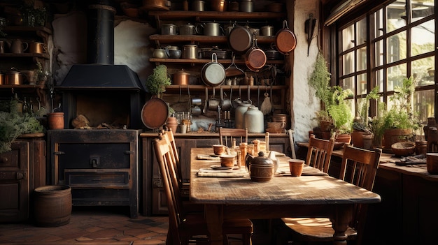 Foto stoelen vervaagd rustiek huis interieur