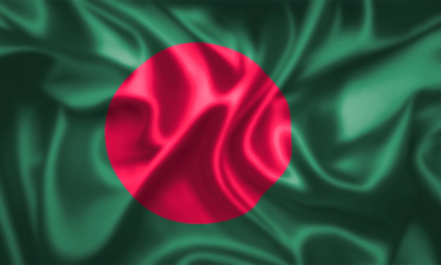 Stoffentextuur van de vlag van Bangladesh.