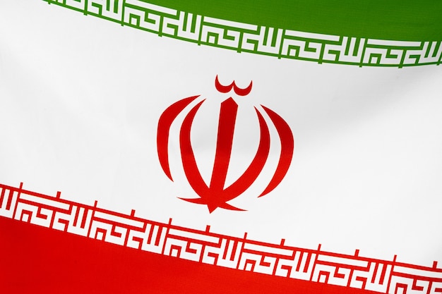 Stoffenvlag van dichte omhooggaand van Iran