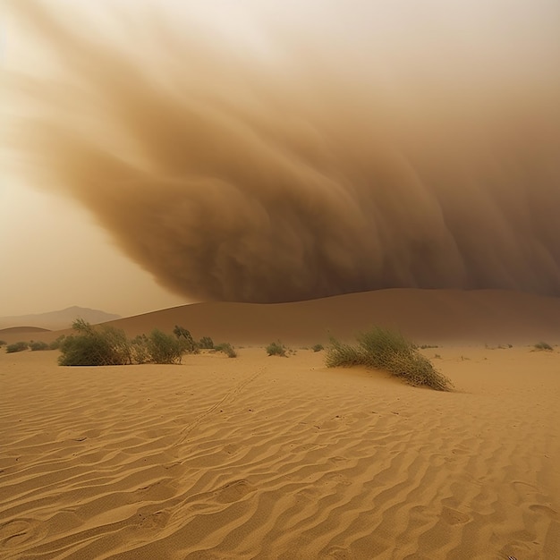Stofstorm in de woestijn formidabel natuurverschijnsel natuurramp veel zand in de lucht