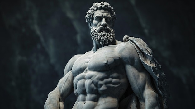 Premium Photo | Stoic greek statue with very muscular full body strong ...