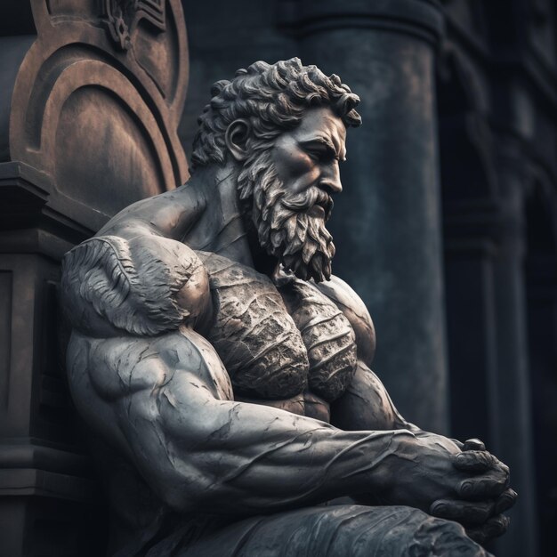 Foto statua dell'uomo stoico uomo stoico forte