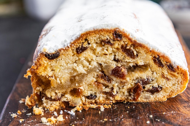 stollen sweet cake christmas pastries dried fruits, marzipan, nut snack meal food snack